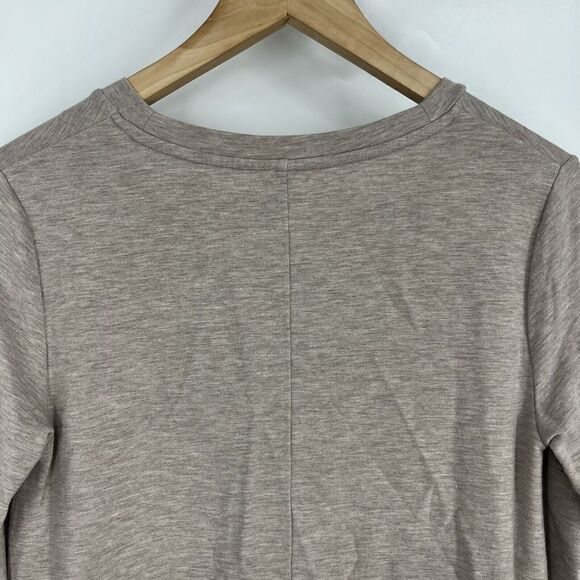 Garnet Hill Shirt Size XS Women Beige Pop Over Knit Asymmetric Tunic Top V Neck - Picture 5 of 7